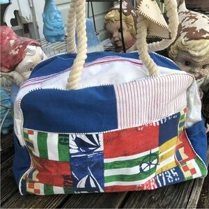 Paul Brent Sun N Sand Sailboat Nautical Beach Tote Overnight Bag Rope Handles